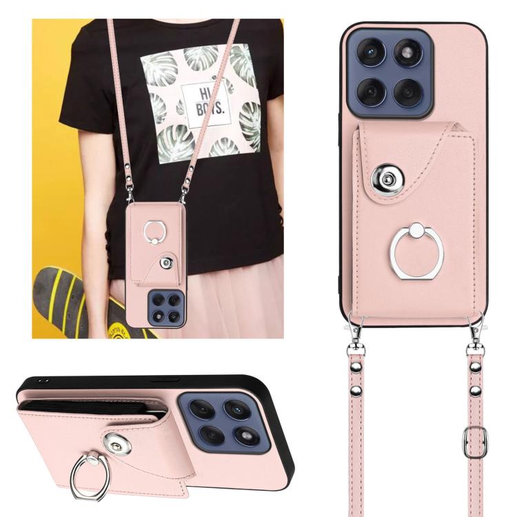 For Motorola Edge 60 Fusion / Edge 60 Organ Card Bag Ring Holder Phone Case with Long Lanyard
