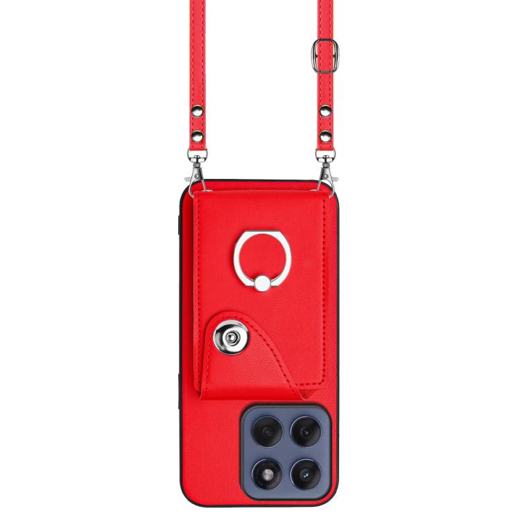 For Motorola Edge 60 Fusion / Edge 60 Organ Card Bag Ring Holder Phone Case with Long Lanyard