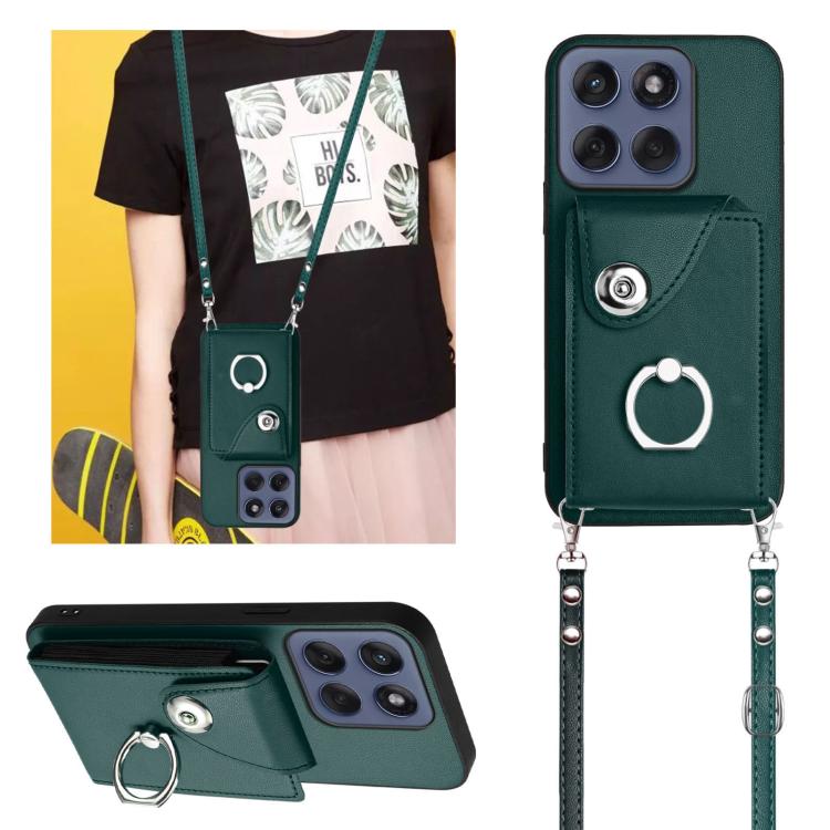 For Motorola Edge 60 Fusion / Edge 60 Organ Card Bag Ring Holder Phone Case with Long Lanyard