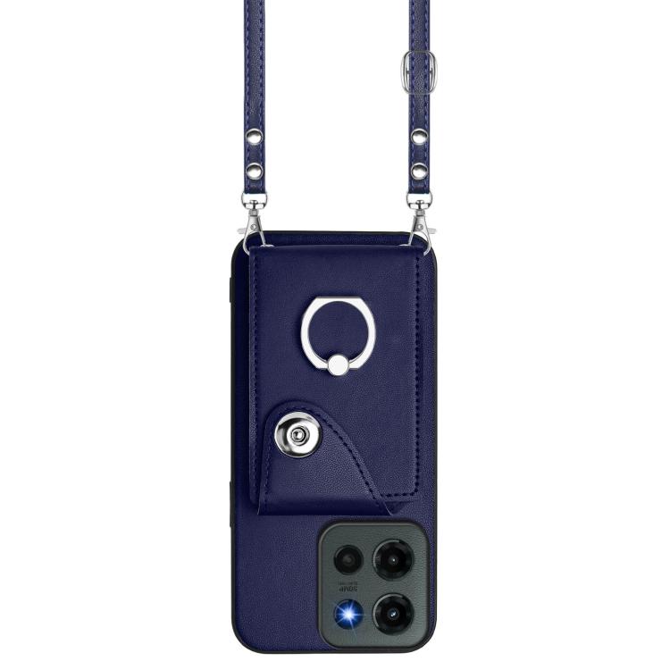 For Motorola Edge 60 Stylus Organ Card Bag Ring Holder Phone Case with Long Lanyard