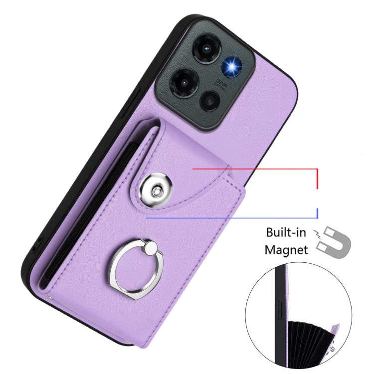 For Motorola Edge 60 Stylus Organ Card Bag Ring Holder Phone Case with Long Lanyard