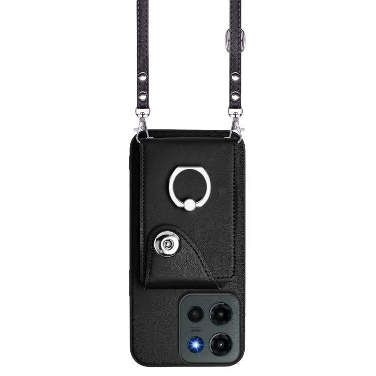 For Motorola Edge 60 Stylus Organ Card Bag Ring Holder Phone Case with Long Lanyard