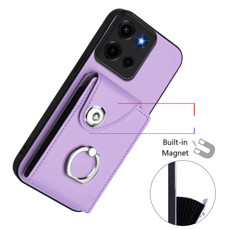 For Motorola Moto G 5G 2025 Organ Card Bag Ring Holder Phone Case with Long Lanyard