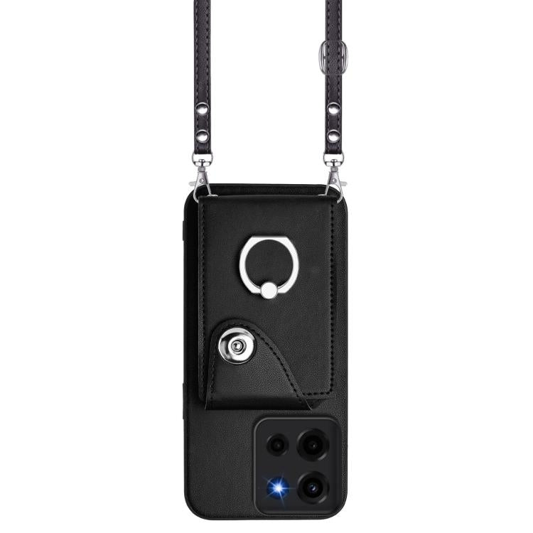 For Motorola Moto G 5G 2025 Organ Card Bag Ring Holder Phone Case with Long Lanyard