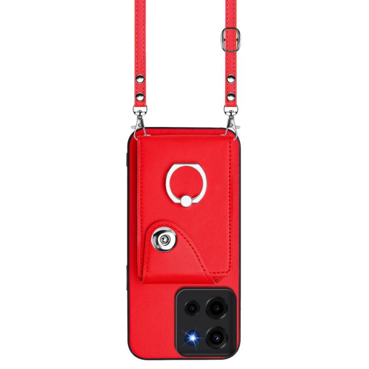 For Motorola Moto G 5G 2025 Organ Card Bag Ring Holder Phone Case with Long Lanyard