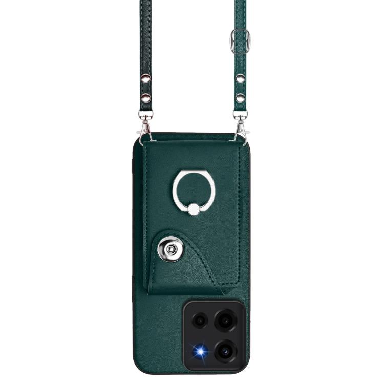 For Motorola Moto G 5G 2025 Organ Card Bag Ring Holder Phone Case with Long Lanyard