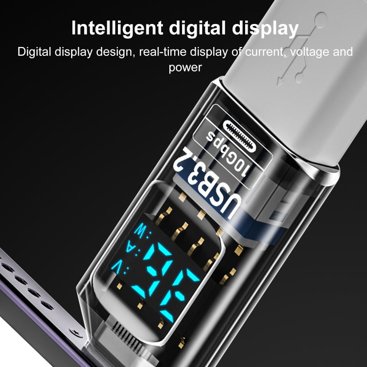 60W 10Gbps Intelligent Digital Display Fast Charge Adapter USB-A to Type-C