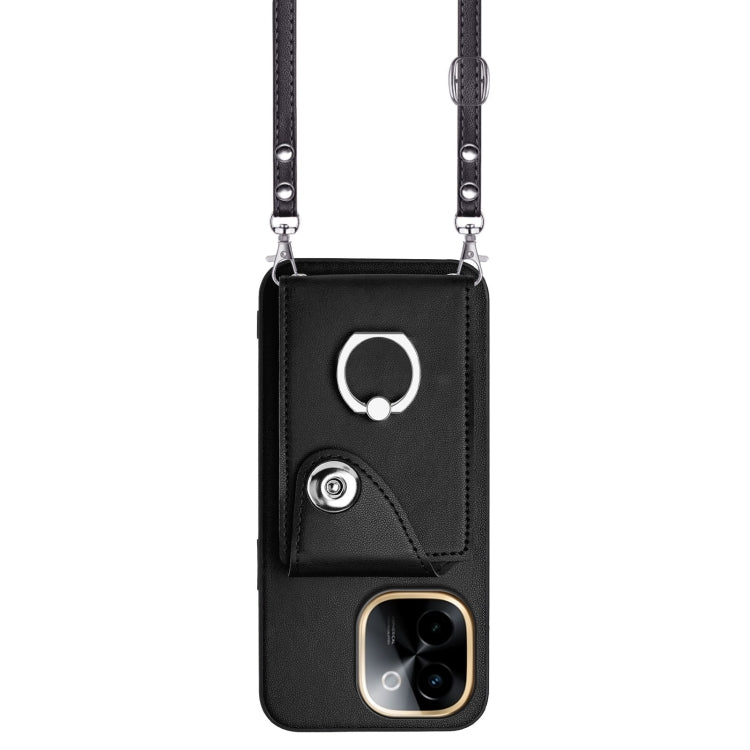 For vivo Y200 Organ Card Bag Ring Holder Phone Case with Long Lanyard