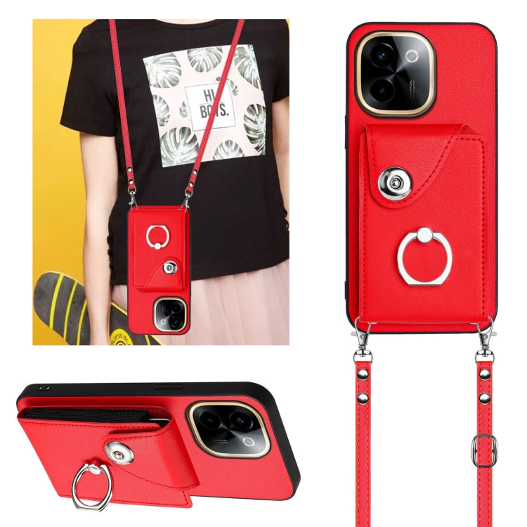 For vivo Y200 Organ Card Bag Ring Holder Phone Case with Long Lanyard
