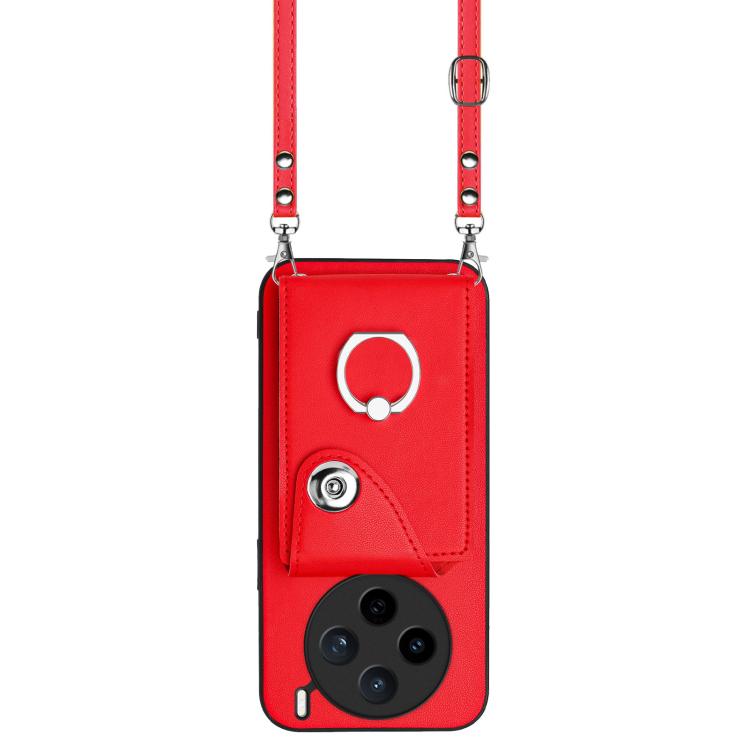 For vivo X200s Organ Card Bag Ring Holder Phone Case with Long Lanyard