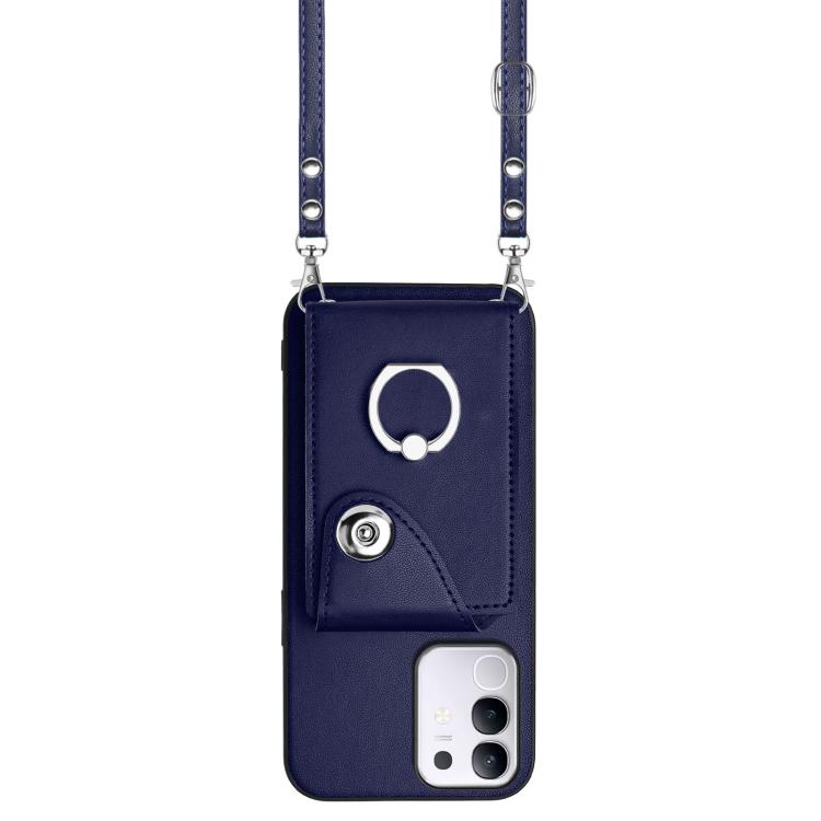 For vivo Y29 4G / T4x / Y300t Organ Card Bag Ring Holder Phone Case with Long Lanyard