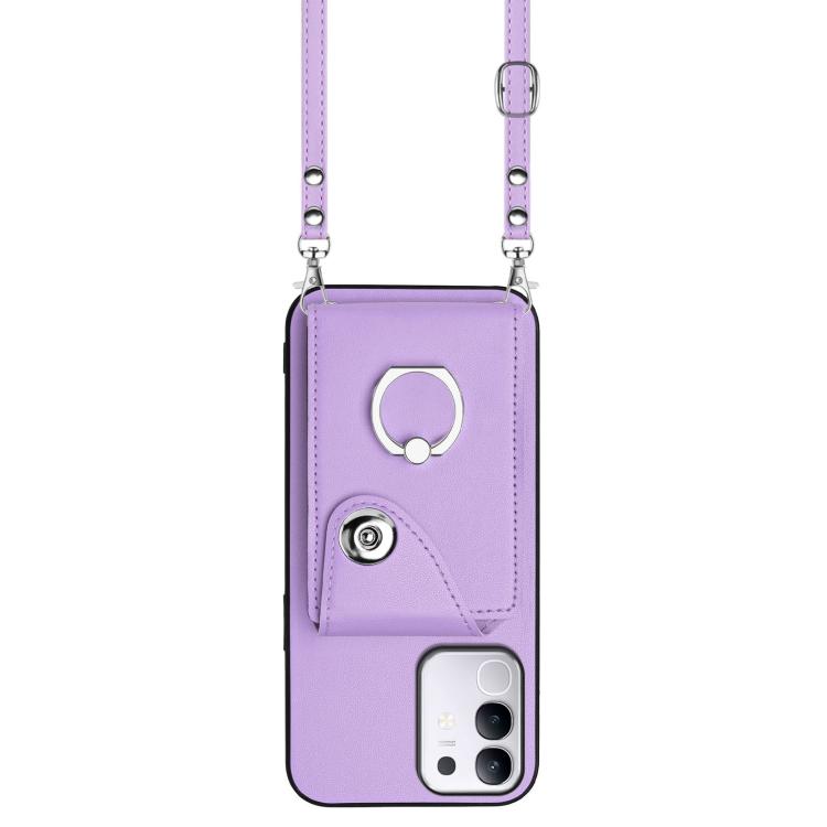 For vivo Y29 4G / T4x / Y300t Organ Card Bag Ring Holder Phone Case with Long Lanyard