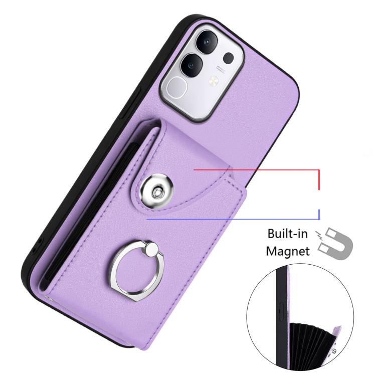 For vivo Y29 4G / T4x / Y300t Organ Card Bag Ring Holder Phone Case with Long Lanyard