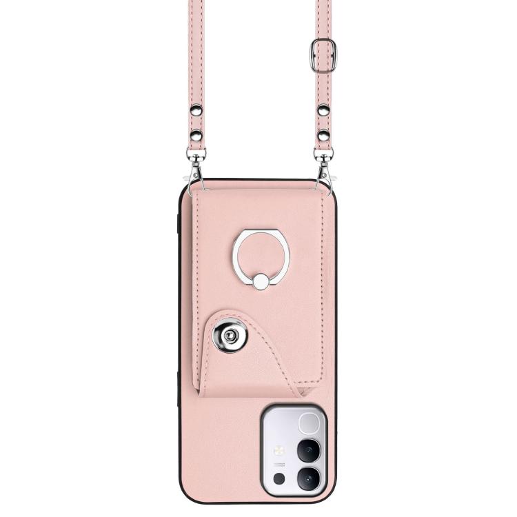 For vivo Y29 4G / T4x / Y300t Organ Card Bag Ring Holder Phone Case with Long Lanyard