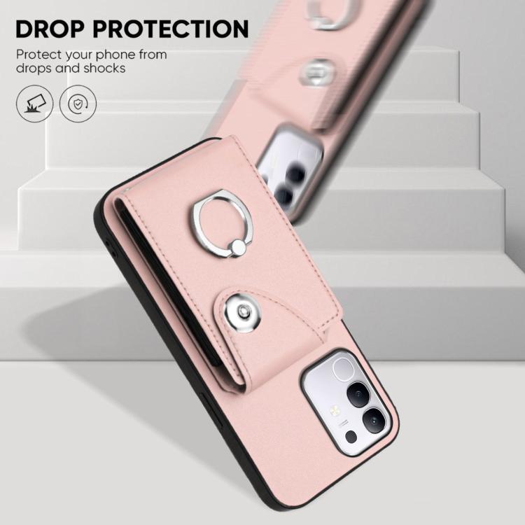 For vivo Y29 4G / T4x / Y300t Organ Card Bag Ring Holder Phone Case with Long Lanyard