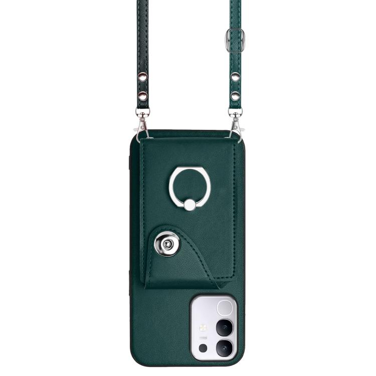 For vivo Y29 4G / T4x / Y300t Organ Card Bag Ring Holder Phone Case with Long Lanyard