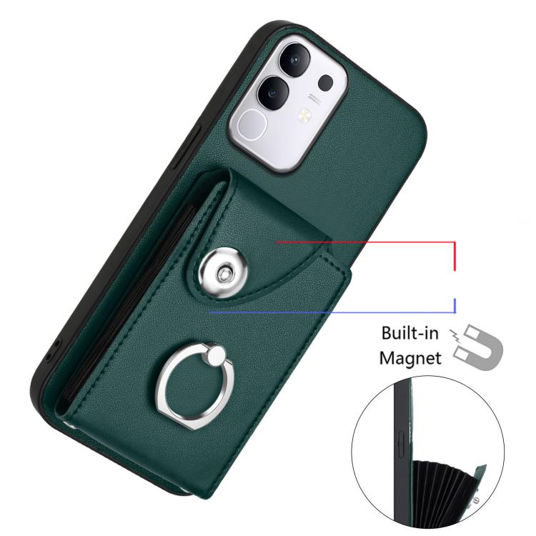For vivo Y29 4G / T4x / Y300t Organ Card Bag Ring Holder Phone Case with Long Lanyard