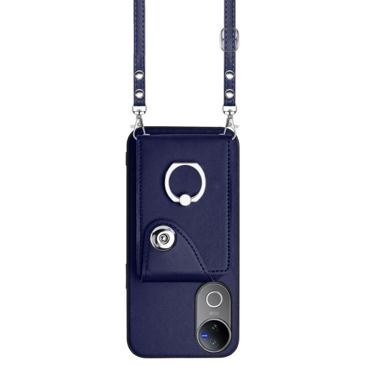 For vivo V50 / V50e Organ Card Bag Ring Holder Phone Case with Long Lanyard