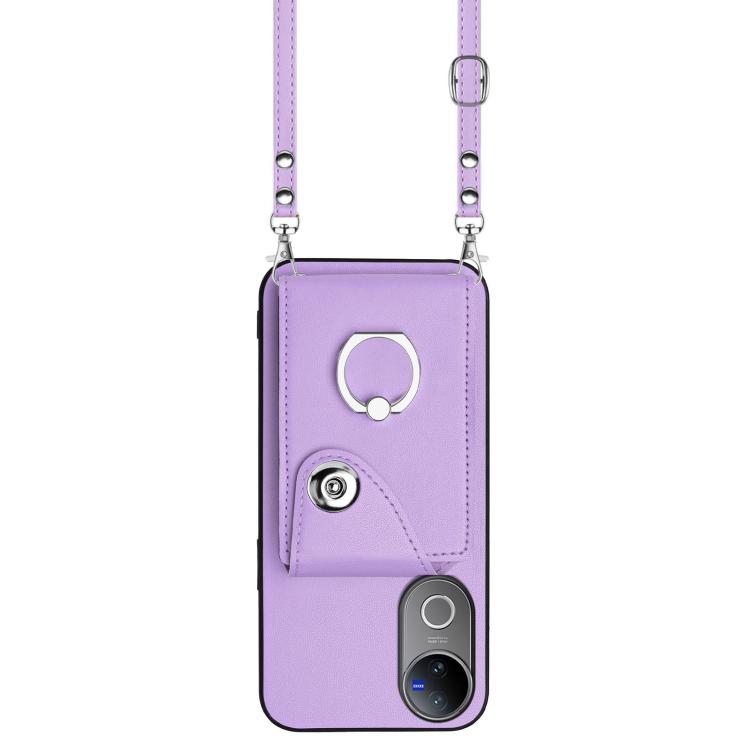 For vivo V50 / V50e Organ Card Bag Ring Holder Phone Case with Long Lanyard