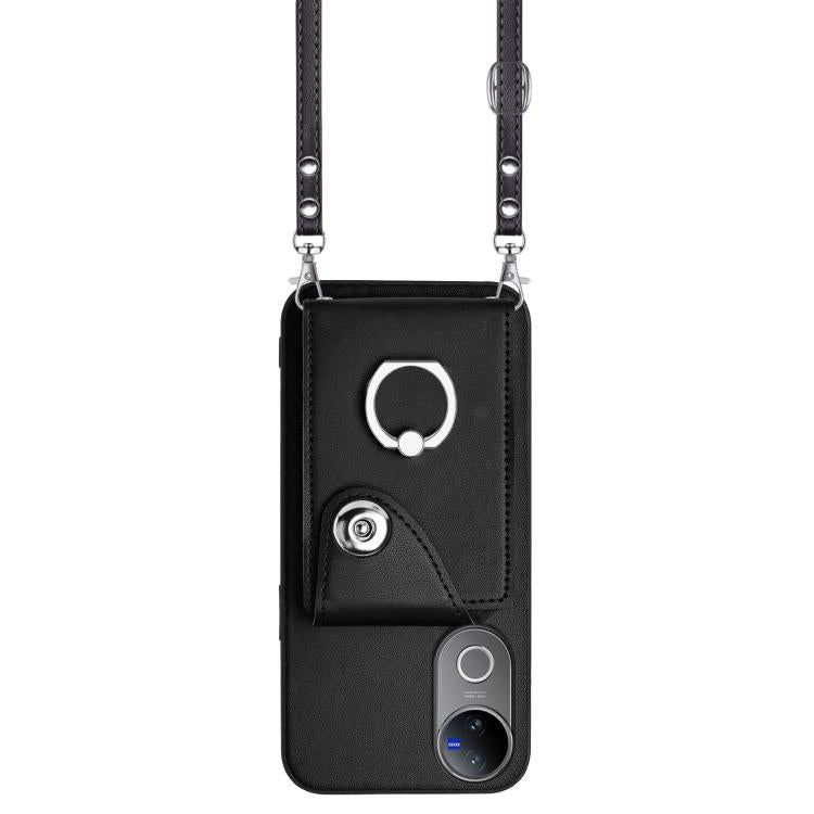For vivo V50 / V50e Organ Card Bag Ring Holder Phone Case with Long Lanyard