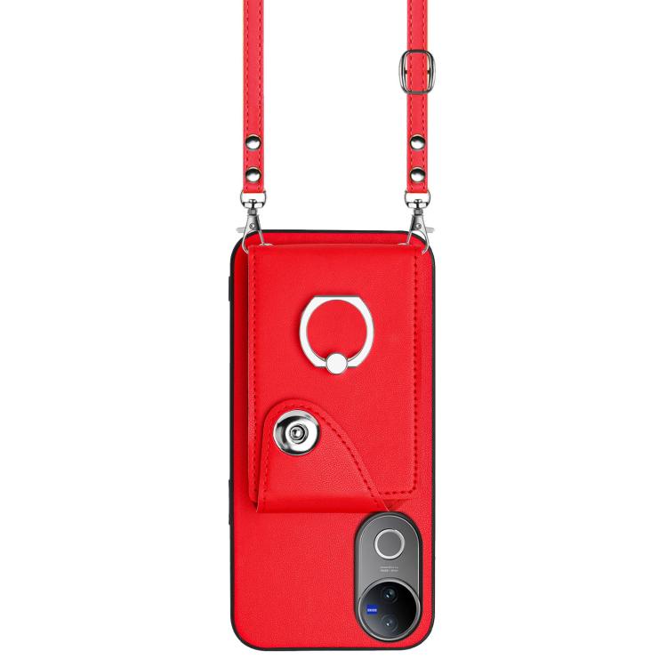 For vivo V50 / V50e Organ Card Bag Ring Holder Phone Case with Long Lanyard