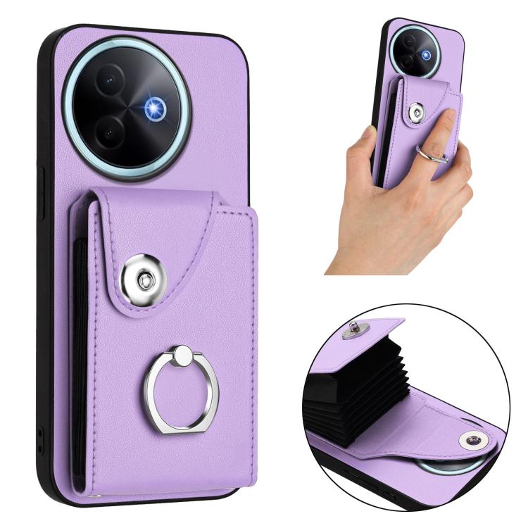 For vivo Y39 5G / Y300i Organ Card Bag Ring Holder Phone Case with Long Lanyard