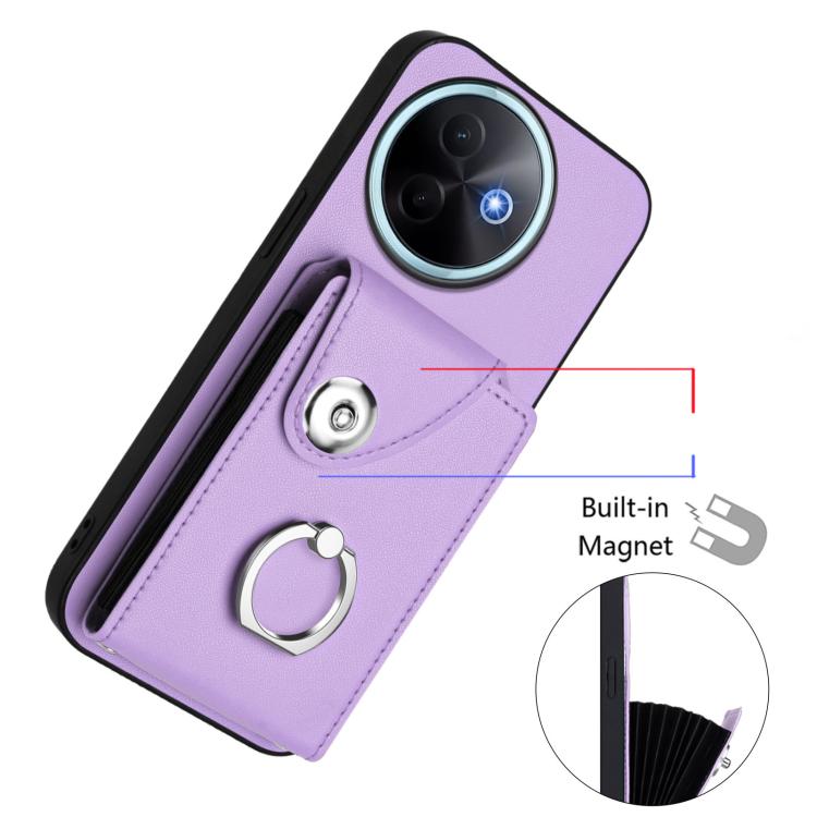 For vivo Y39 5G / Y300i Organ Card Bag Ring Holder Phone Case with Long Lanyard