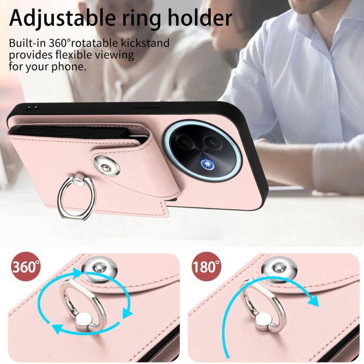 For vivo Y39 5G / Y300i Organ Card Bag Ring Holder Phone Case with Long Lanyard