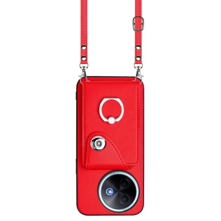For vivo Y39 5G / Y300i Organ Card Bag Ring Holder Phone Case with Long Lanyard