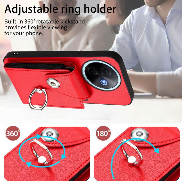 For vivo Y39 5G / Y300i Organ Card Bag Ring Holder Phone Case with Long Lanyard