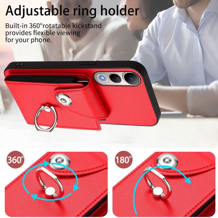 For vivo V50 Lite 5G Organ Card Bag Ring Holder Phone Case with Long Lanyard