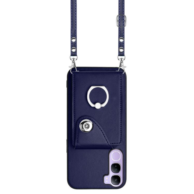 For vivo V40 Lite 5G IDN Organ Card Bag Ring Holder Phone Case with Long Lanyard