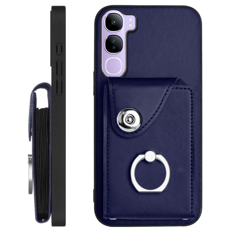 For vivo V40 Lite 5G IDN Organ Card Bag Ring Holder Phone Case with Long Lanyard