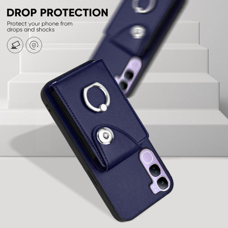 For vivo V40 Lite 5G IDN Organ Card Bag Ring Holder Phone Case with Long Lanyard