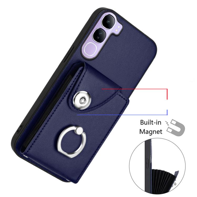 For vivo V40 Lite 5G IDN Organ Card Bag Ring Holder Phone Case with Long Lanyard