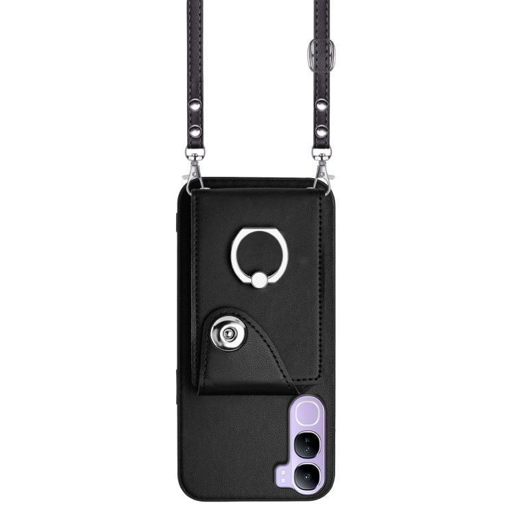 For vivo V40 Lite 5G IDN Organ Card Bag Ring Holder Phone Case with Long Lanyard