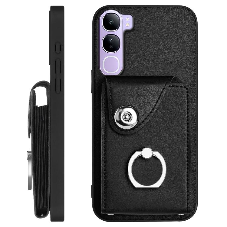 For vivo V40 Lite 5G IDN Organ Card Bag Ring Holder Phone Case with Long Lanyard