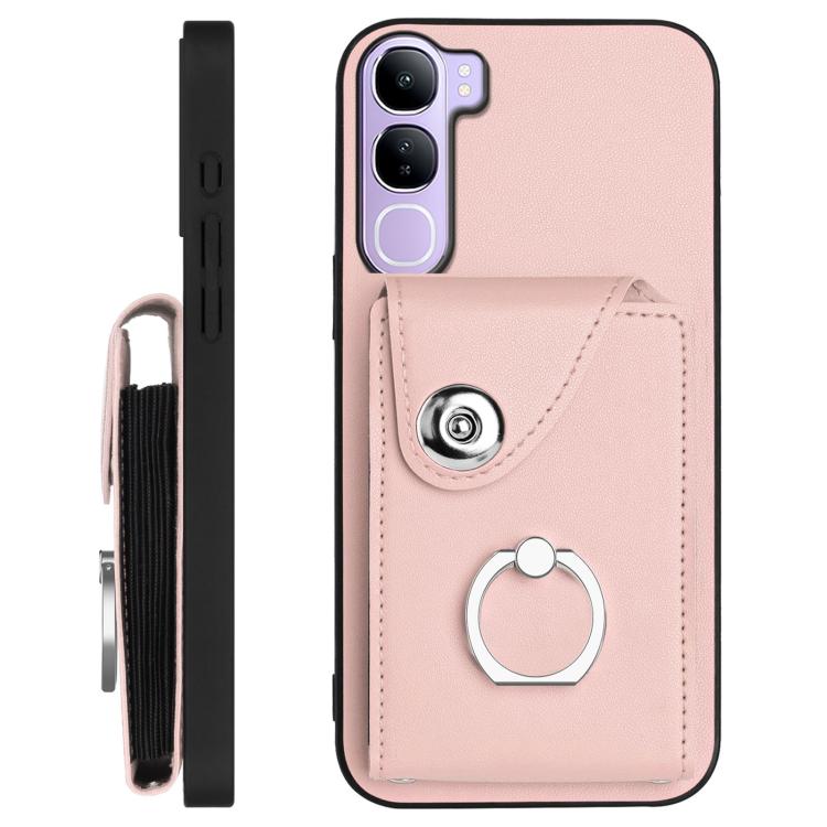 For vivo V40 Lite 5G IDN Organ Card Bag Ring Holder Phone Case with Long Lanyard