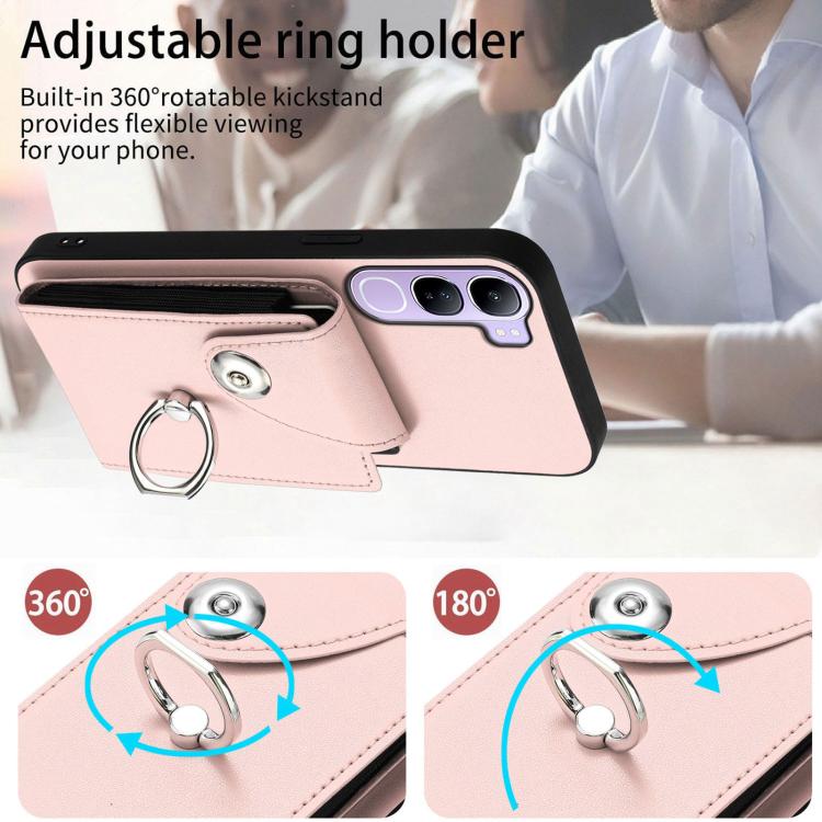 For vivo V40 Lite 5G IDN Organ Card Bag Ring Holder Phone Case with Long Lanyard
