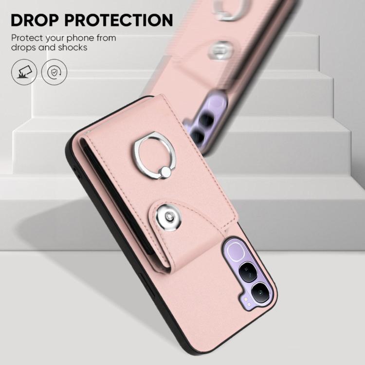 For vivo V40 Lite 5G IDN Organ Card Bag Ring Holder Phone Case with Long Lanyard