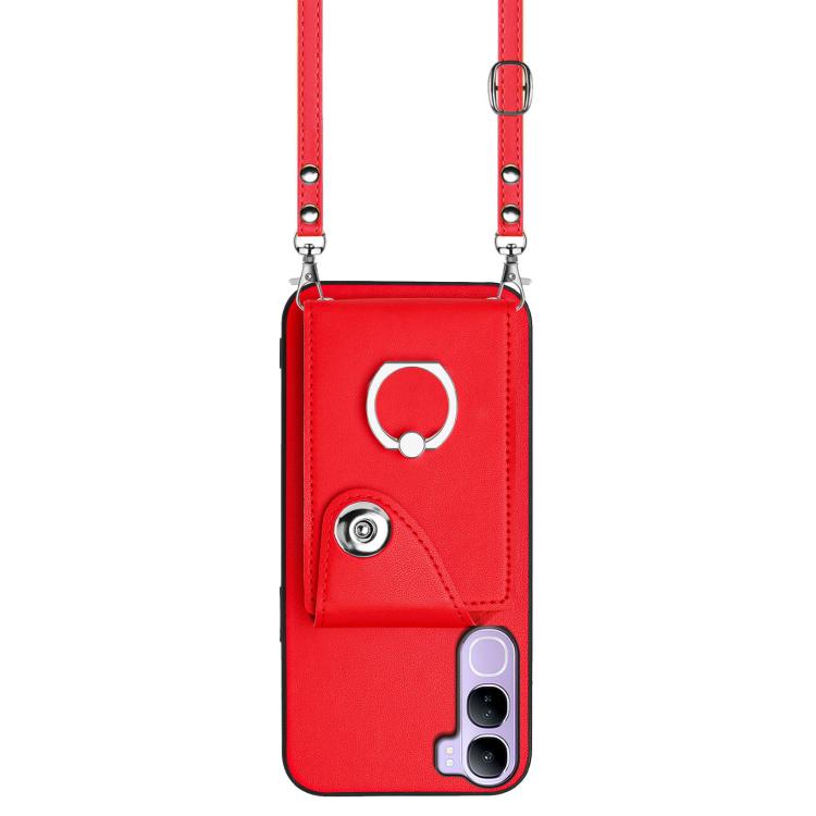 For vivo V40 Lite 5G IDN Organ Card Bag Ring Holder Phone Case with Long Lanyard