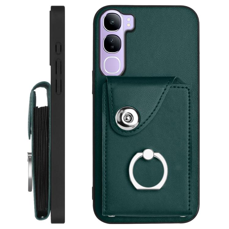 For vivo V40 Lite 5G IDN Organ Card Bag Ring Holder Phone Case with Long Lanyard
