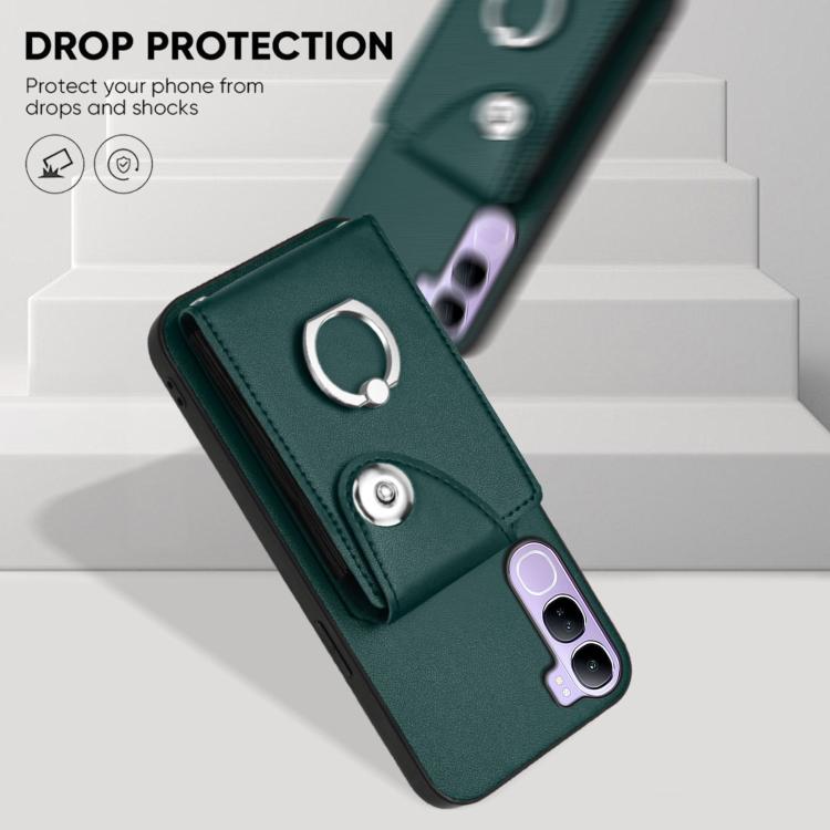 For vivo V40 Lite 5G IDN Organ Card Bag Ring Holder Phone Case with Long Lanyard