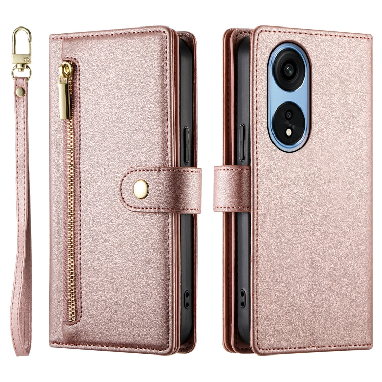 For OPPO A1 Pro / Reno8 T 5G Nine Card-slot Zipper Wallet Bag Leather Phone Case