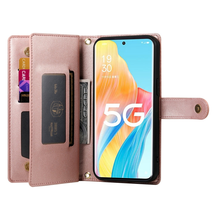 For OPPO A1 Pro / Reno8 T 5G Nine Card-slot Zipper Wallet Bag Leather Phone Case