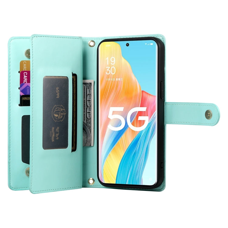 For OPPO A1 Pro / Reno8 T 5G Nine Card-slot Zipper Wallet Bag Leather Phone Case