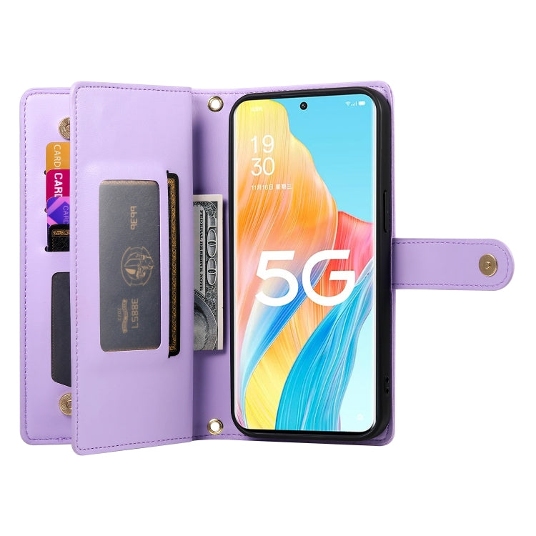 For OPPO A1 Pro / Reno8 T 5G Nine Card-slot Zipper Wallet Bag Leather Phone Case
