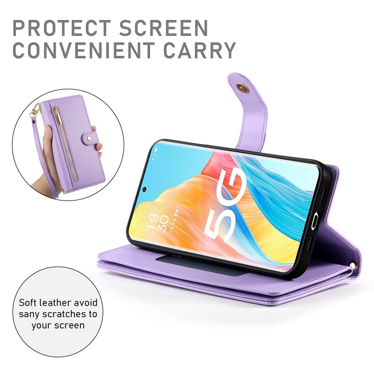 For OPPO A1 Pro / Reno8 T 5G Nine Card-slot Zipper Wallet Bag Leather Phone Case
