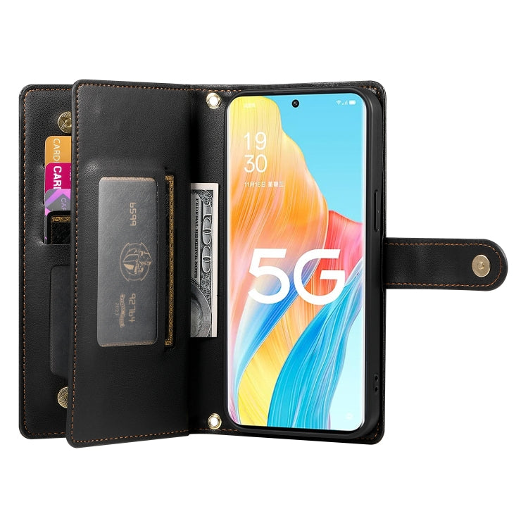 For OPPO A1 Pro / Reno8 T 5G Nine Card-slot Zipper Wallet Bag Leather Phone Case