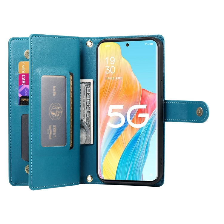 For OPPO A1 Pro / Reno8 T 5G Nine Card-slot Zipper Wallet Bag Leather Phone Case